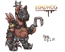 Size: 1200x961 | Tagged: safe, artist:ogre, pony, overwatch, pixiv, ponified, roadhog (overwatch), solo, video game