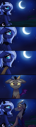 Size: 2000x6938 | Tagged: safe, artist:elementalokami, discord, princess luna, g4, comic, female, male, s1 luna, ship:lunacord, shipping, straight