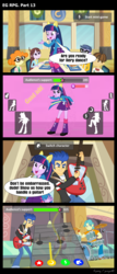 Size: 1288x3000 | Tagged: safe, artist:bredgroup, brawly beats, flash sentry, micro chips, ringo, twilight sparkle, wiz kid, comic:eg rpg, equestria girls, g4, comic, dance dance revolution, dancing, drums, guitar, guitar hero, musical instrument, rhythm game, screencap comic, twilight sparkle (alicorn)