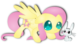 Size: 4796x2737 | Tagged: safe, artist:spophia, angel bunny, fluttershy, g4, simple background, spread wings, transparent background
