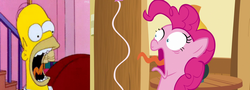 Size: 2000x720 | Tagged: safe, pinkie pie, 28 pranks later, g4, face, faic, homer simpson, male, screaming, the simpsons