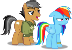 Size: 4335x3042 | Tagged: safe, artist:vector-brony, quibble pants, rainbow dash, pegasus, pony, g4, stranger than fan fiction, clothes, female, high res, irritated, male, mare, open mouth, raised eyebrow, simple background, stallion, transparent background, vector