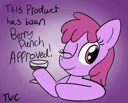 Size: 1280x1028 | Tagged: safe, artist:tellytoon, artist:tellywebcartoons, berry punch, berryshine, earth pony, pony, g4, 30 minute art challenge, female, gradient background, mare, one eye closed, smiling, solo, wink