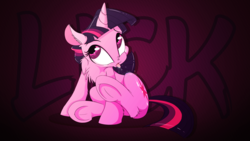 Size: 3840x2160 | Tagged: safe, artist:mistydash, artist:skrayp, twilight sparkle, pony, unicorn, g4, 4k, behaving like a cat, behaving like a dog, cute, drool, female, fluffy, grooming, high res, licking, looking up, open mouth, sitting, solo, tongue out, twiabetes, twilight cat, twilight dog, underhoof, unicorn twilight, wallpaper, wide eyes