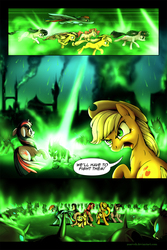 Size: 1280x1920 | Tagged: safe, artist:zoarvek, applejack, fluttershy, pinkie pie, rainbow dash, rarity, twilight sparkle, changeling, earth pony, pegasus, pony, unicorn, comic:the conquering of love, fanfic:the conquering of love, g4, canterlot, comic, fanfic, fanfic art, female, mane six, mare, running, scared, surrounded