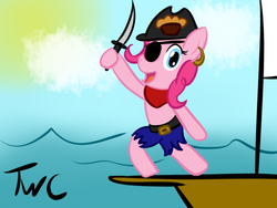 Size: 500x375 | Tagged: safe, artist:tellytoon, artist:tellywebcartoons, pinkie pie, g4, 30 minute art challenge, eyepatch, pirate