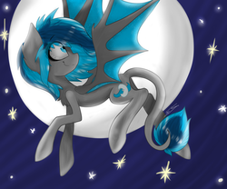 Size: 1024x853 | Tagged: safe, artist:feathershine1, oc, oc only, bat pony, pony, moon, solo