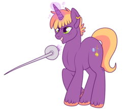 Size: 624x535 | Tagged: safe, artist:lulubell, oc, oc only, oc:parry, pony, unicorn, fencing, magic, rapier, simple background, solo, sword, transparent background, weapon