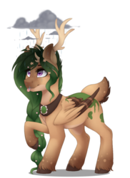 Size: 800x1100 | Tagged: safe, artist:silentwulv, oc, oc only, deer pony, original species, cloud, solo