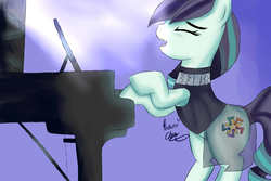 Size: 6000x4000 | Tagged: safe, artist:sumisunny124, coloratura, earth pony, pony, g4, bipedal, music, musical instrument, performance, piano, profile, rara, scene interpretation, see-through, singing, the magic inside