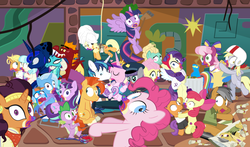 Size: 1465x860 | Tagged: safe, artist:dm29, apple bloom, applejack, boulder (g4), cheerilee, coco pommel, daring do, derpy hooves, fluttershy, garble, gourmand ramsay, maud pie, pinkie pie, princess cadance, princess ember, princess flurry heart, princess luna, quibble pants, rainbow dash, rarity, saffron masala, shining armor, snowfall frost, spike, spirit of hearth's warming yet to come, starlight glimmer, sunburst, tender taps, trixie, twilight sparkle, zephyr breeze, alicorn, dragon, pony, zombie, 28 pranks later, a hearth's warming tail, applejack's "day" off, flutter brutter, g4, gauntlet of fire, newbie dash, no second prances, on your marks, spice up your life, stranger than fan fiction, the cart before the ponies, the crystalling, the gift of the maud pie, the saddle row review, angel rarity, backwards cutie mark, bathrobe, beach chair, bloodstone scepter, body pillow, broom, chair, cheerileeder, cheerleader, clothes, cold, cookie zombie, couch, cracked armor, crossing the memes, cutie mark, dancing, devil rarity, dragon lord spike, female, filly, first half of season 6, garble's hugs, gordon ramsay, handkerchief, hat, hearth's warming, hiatus, jewelry, male, mane six, meme, menu, now you're thinking with portals, plushie, portal, present, rainbow trash, safety goggles, scroll, ship:emble, shipping, sick, speed racer, straight, sweeping, sweepsweepsweep, tenderbloom, the cmc's cutie marks, the meme continues, the story so far of season 6, this isn't even my final form, tiara, tissue, toolbelt, top hat, towel, trash can, twilight sparkle (alicorn), twilight sweeple, wall of tags, wonderbolts uniform