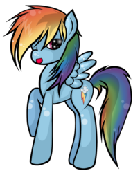 Size: 783x1021 | Tagged: safe, artist:gerardwei, rainbow dash, g4, female, fluffy mane, fluffy tail, looking at you, one eye closed, open mouth, solo, wink