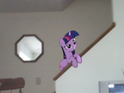 Size: 4416x3312 | Tagged: safe, artist:riniginianna, twilight sparkle, g4, irl, mirror, photo, ponies in real life, smiling, solo, stairs, vector