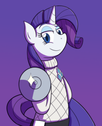 Size: 1563x1920 | Tagged: safe, artist:zanefir-dran, rarity, pony, g4, bipedal, clothes, female, fencing, newbie artist training grounds, raised eyebrow, rarity is about to stab you, solo
