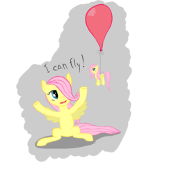 Size: 1500x1500 | Tagged: safe, artist:bjsjunk, fluttershy, g4, balloon, cute, female, filly, shyabetes, sitting, solo