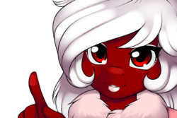 Size: 3000x2000 | Tagged: safe, artist:kloudmutt, oc, oc only, oc:chilly pepper, anthro, anthro oc, bust, female, high res, lipstick, looking at you, portrait, red eyes, red fur, solo, white hair