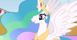 Size: 9472x4936 | Tagged: safe, screencap, princess celestia, alicorn, pony, fall weather friends, g4, absurd resolution, female, mare, solo, wings