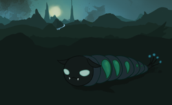 Size: 1280x781 | Tagged: safe, artist:sevenpaperplates, changeling, changeling larva, :3, larva, solo