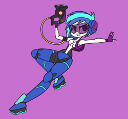 Size: 1600x1500 | Tagged: safe, artist:khuzang, dj pon-3, vinyl scratch, equestria girls, g4, armpits, backpack, crossover, female, lucio, overwatch, solo
