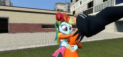 Size: 1280x600 | Tagged: artist needed, safe, rainbow dash, equestria girls, g4, 3d, bff, crossover, crossover shipping, double d, ed edd n eddy, edd, eddbow, gmod, hug, shipping