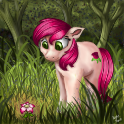 Size: 1600x1599 | Tagged: safe, artist:pastelpupils, roseluck, earth pony, pony, g4, female, flower, forest, grass, solo