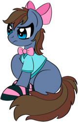 Size: 1277x2000 | Tagged: safe, artist:datapony, oc, oc only, oc:data, pony, bow, bowtie, clothes, crossdressing, hair bow, male, simple background, socks, solo, stallion, striped socks, transparent background