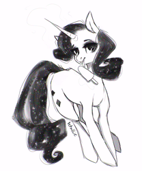 Size: 1163x1400 | Tagged: safe, artist:vetallie, rarity, g4, female, food, magic, monochrome, popsicle, solo