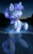 Size: 2585x4175 | Tagged: safe, artist:zodiacnicola, oc, oc only, oc:raribot, pony, robot, robot pony, unicorn, blue mane, bubble, digital art, female, high res, horn, mare, night, ocean, open mouth, open smile, seaweed, smiling, solo, swimming, teeth, underwater, water