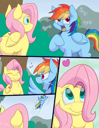 Size: 1050x1350 | Tagged: safe, artist:skoon, fluttershy, rainbow dash, pegasus, pony, art pack:out of hoof, comic:futashy, g4, comic, cute, dialogue, eyes closed, female, heart, lesbian, mare, open mouth, ship:flutterdash, shipping, smiling