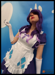 Size: 966x1313 | Tagged: safe, artist:krazykari, rarity, human, g4, apron, clothes, cosplay, costume, irl, irl human, maid, photo, solo