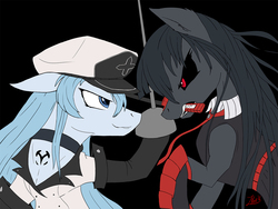 Size: 1280x960 | Tagged: safe, artist:zoarvek, akame, akame ga kill!, esdeath, fencing, fight, newbie artist training grounds, ponified