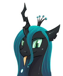 Size: 900x1077 | Tagged: safe, artist:kuri_art, queen chrysalis, changeling, changeling queen, g4, crown, female, jewelry, regalia, tongue out