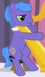 Size: 275x465 | Tagged: safe, screencap, parish nandermane, pony, g4, the best night ever, background pony, harp, musical instrument, solo