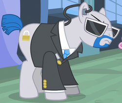 Size: 706x598 | Tagged: safe, screencap, lockdown, pony, for whom the sweetie belle toils, g4, background pony, male, security guard, solo