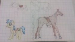 Size: 2560x1440 | Tagged: safe, artist:gasket, graph paper, lined paper, saddle, traditional art