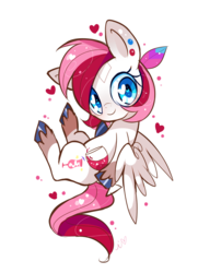 Size: 1000x1385 | Tagged: safe, artist:ipun, oc, oc only, oc:rouge swirl, pegasus, pony, blushing, female, heart, heart eyes, looking at you, mare, simple background, smiling, solo, white background, wingding eyes