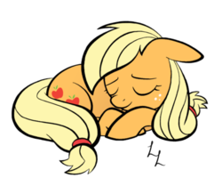 Size: 400x334 | Tagged: safe, artist:luckylines, applejack, g4, female, simple background, sleeping, solo