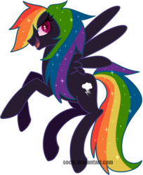 Size: 885x1087 | Tagged: safe, artist:sockl, idw, rainbow dash, pony, g4, corrupted, female, nightmare (entity), nightmare rainbow dash, nightmarified, rearing, simple background, solo, transparent background