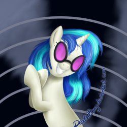 Size: 1071x1071 | Tagged: safe, artist:deathpwny, dj pon-3, vinyl scratch, pony, g4, female, solo