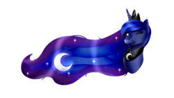 Size: 1000x563 | Tagged: safe, artist:absolitedisaster08, princess luna, alicorn, pony, g4, bust, female, long mane, mare, moon, one eye closed, portrait, simple background, smiling, solo, transparent background, wink, winking at you