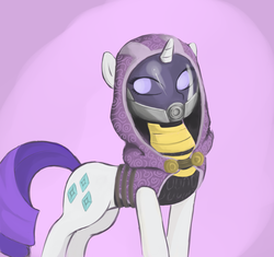 Size: 1087x1022 | Tagged: safe, artist:poptart36, rarity, pony, unicorn, g4, clothes, cosplay, costume, crossover, female, mare, mass effect, solo, tali'zorah vas normandy