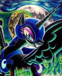 Size: 1600x1956 | Tagged: safe, artist:j-w-white, nightmare moon, g4, female, solo, traditional art