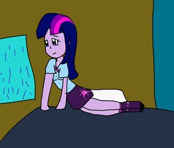 Size: 1000x852 | Tagged: safe, artist:my little brony friend, twilight sparkle, equestria girls, g4, magical mystery cure, 1000 hours in ms paint, clothes, crying, equestria girls interpretation, female, i've got to find a way, leg warmers, ms paint, sad, scene interpretation, shoes, twilight sparkle (alicorn)