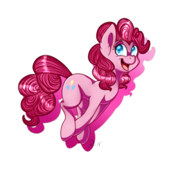 Size: 500x500 | Tagged: safe, artist:ren-kun070, pinkie pie, g4, cute, diapinkes, female, jumping, pronking, simple background, smiling, solo, transparent background