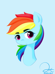 Size: 3000x4000 | Tagged: safe, artist:aitureria, rainbow dash, pegasus, pony, g4, bust, eyebrows, eyebrows visible through hair, female, portrait, solo