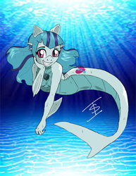 Size: 1275x1650 | Tagged: safe, artist:edoki, sonata dusk, siren, anthro, g4, female, solo