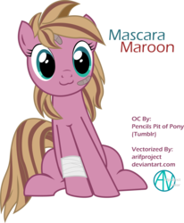 Size: 5000x6059 | Tagged: safe, artist:arifproject, oc, oc only, oc:mascara maroon, earth pony, pony, g4, :3, absurd resolution, bandage, cute, female, mare, simple background, sitting, sitting catface meme, solo, transparent background, vector