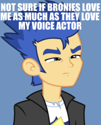 Size: 827x1024 | Tagged: safe, flash sentry, equestria girls, g4, fry meme, futurama, male, meme, not sure if, philip j. fry, the lesser of two evils, vincent tong, voice actor joke