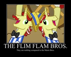 Size: 750x600 | Tagged: safe, screencap, flam, flim, pony, g4, duo, flim flam brothers, meme, motivational poster