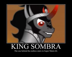 Size: 750x600 | Tagged: safe, screencap, king sombra, pony, g4, the crystal empire, male, meme, motivational poster, needs more jpeg, solo, super mario 64, super mario bros.